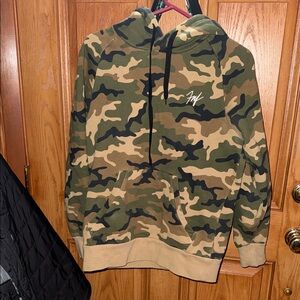 Flag Nor Fail Camouflage Hoodie with Red Accents